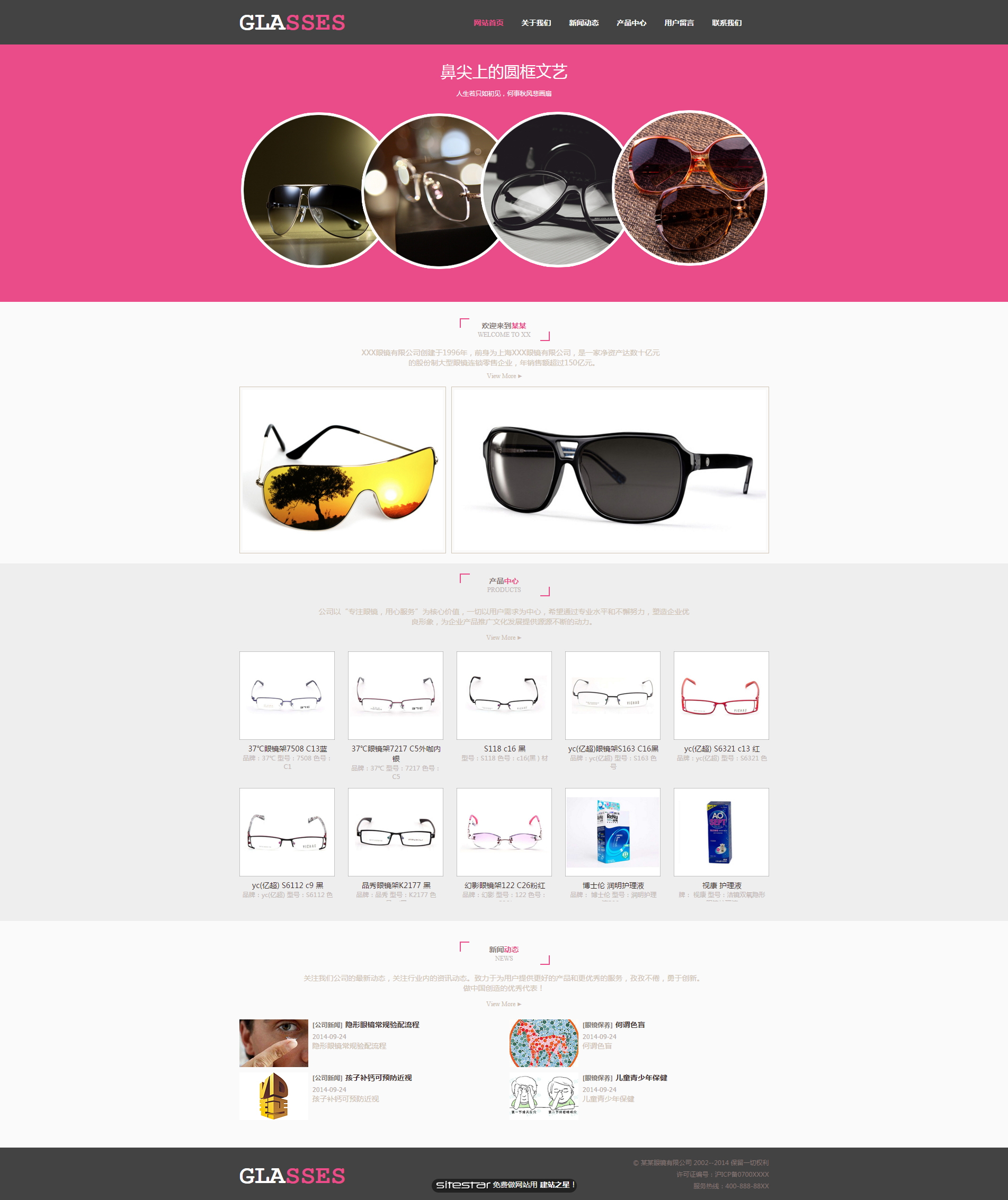 企业网站精美模板-glasses-105